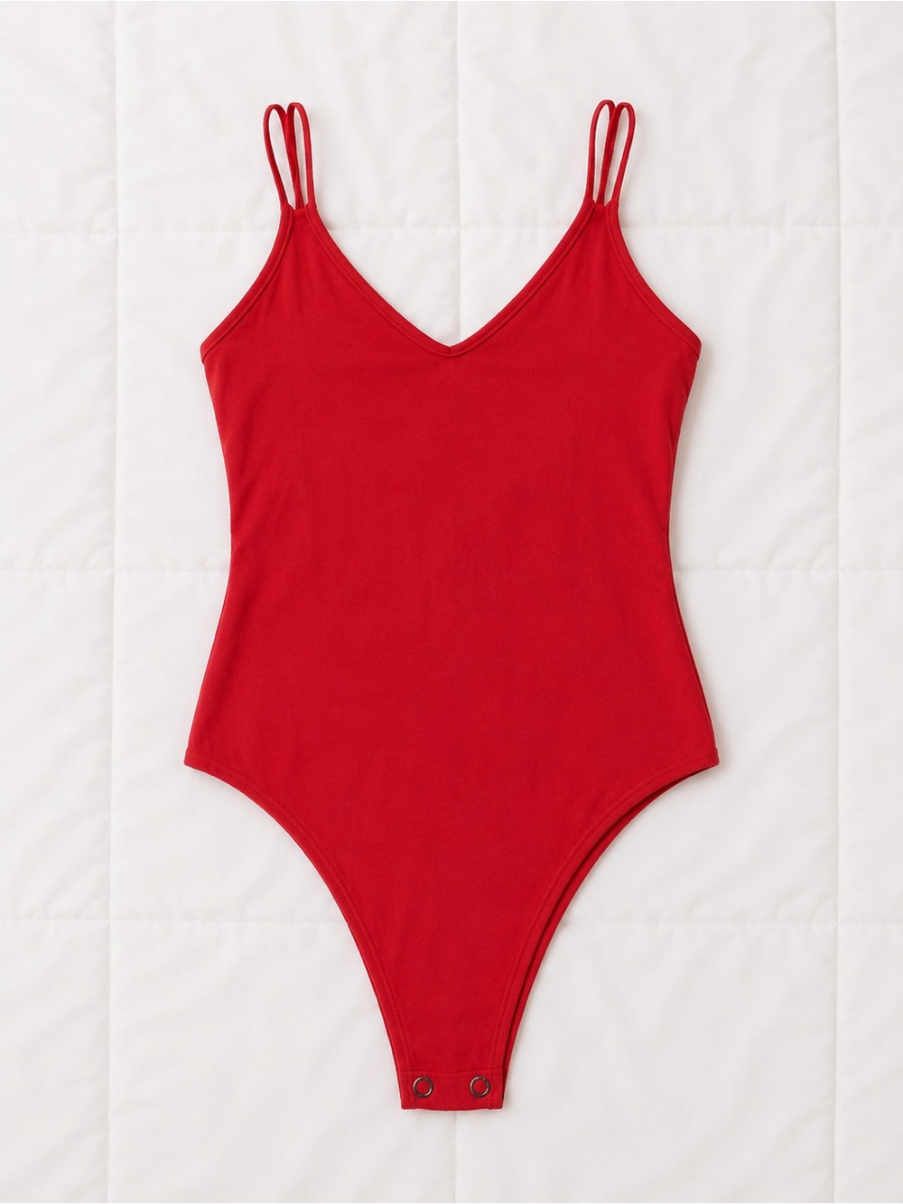 American Eagle Outfitters Red Double-Strap V-Neck Bodysuit